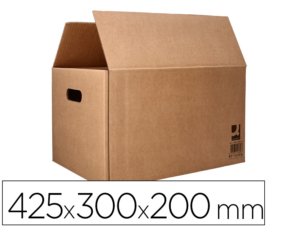 CAIXA PARA EMBALAR Q-CONNECT AMERICANA FUNDO AUTOMATICO E ASAS CARTAO CANAL SIMPLES 5 MM COR KRAFT 425X300X200 MM