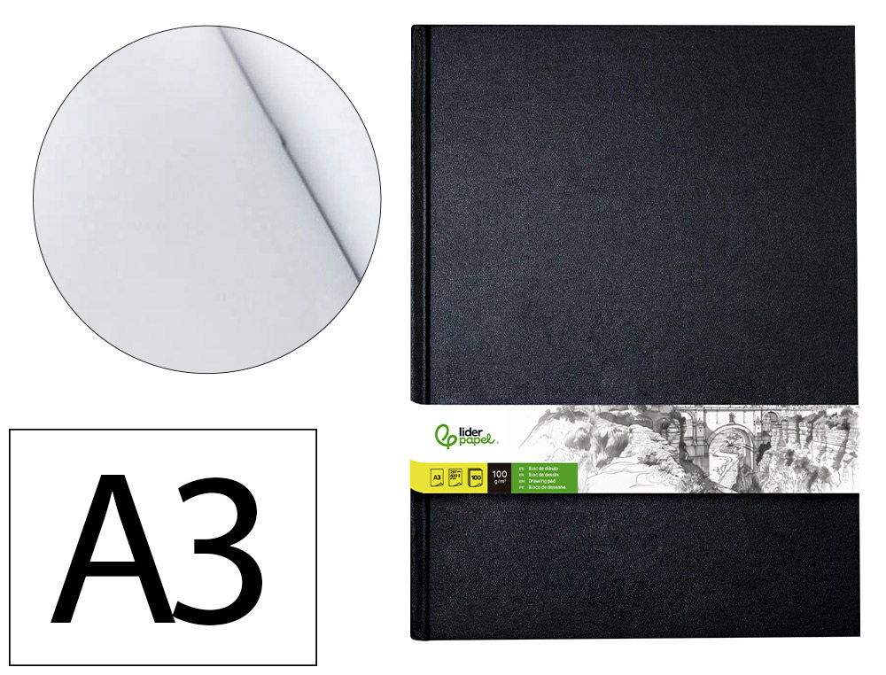 CADERNO DIARIO ENCADERNADO LIDERPAPEL DIN A3 420X297 MM 100 FOLHAS 100 GR COR PRETA