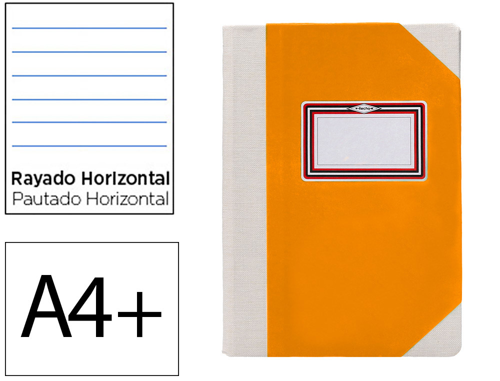LIVRO DE CARTAO COSIDO FERNANDES FLECHA DIN A4+ PAUTADO 50 FOLHAS 100 GR LARANJA