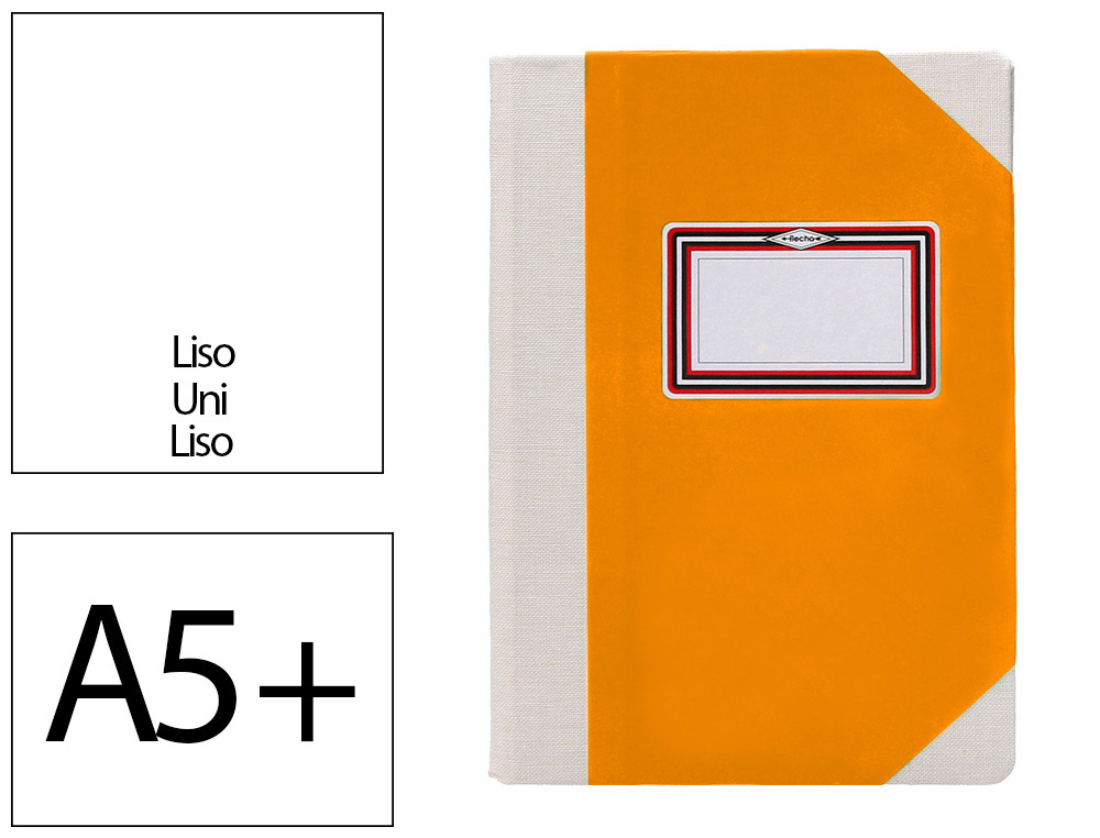 LIVRO DE CARTAO COSIDO FERNANDES FLECHA DIN A5+ LISO 50 FOLHAS 100 GR LARANJA