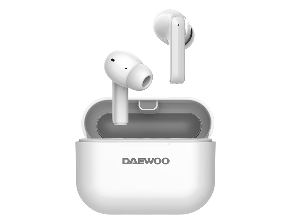AURICULAR DAEWOO TWS IN-EAR BLUETOOTH 5.3 COM ESTOJO DE CARREGAMENTO USB TIPO-C AUTONOMIA 6 HORAS COR BRANCO