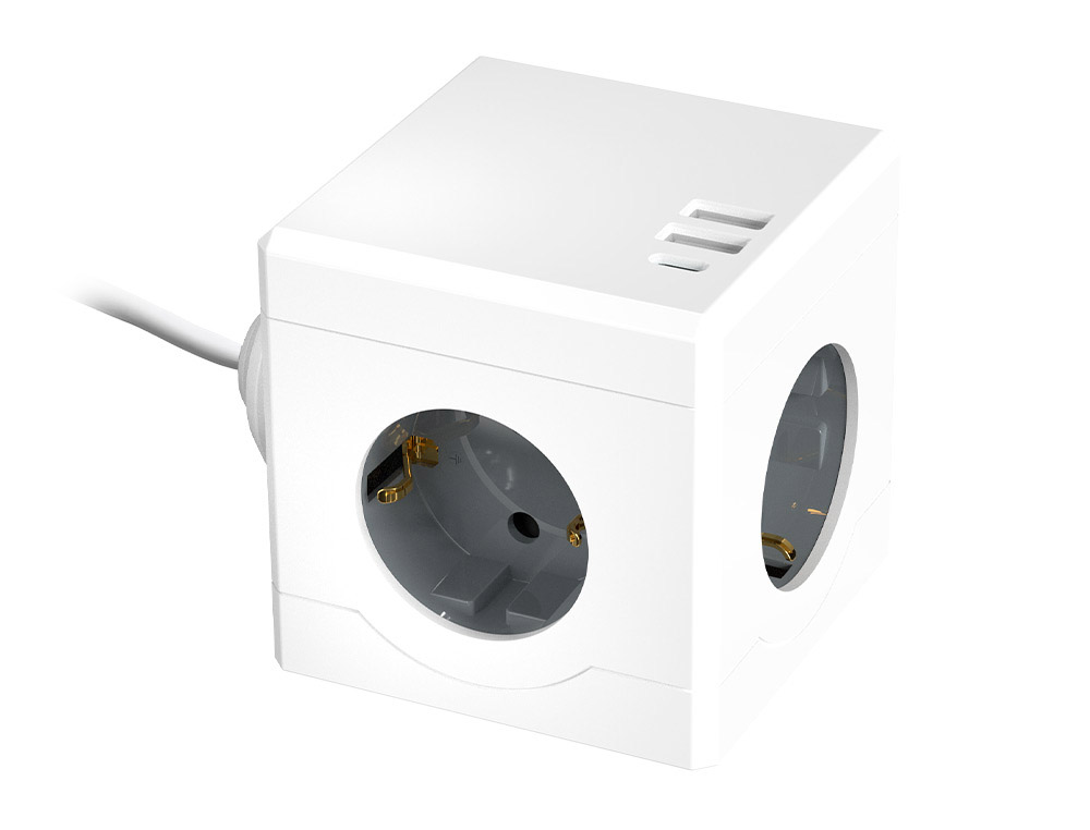 EXTENSAO Q-CONNECT EM CUBO MULTIPLE POWER CUBE 6 EM 1 CABO DE 1,4MT 3 TOMADAS DE CORRENTE+2 USB+1 USB C 75X75X112MM