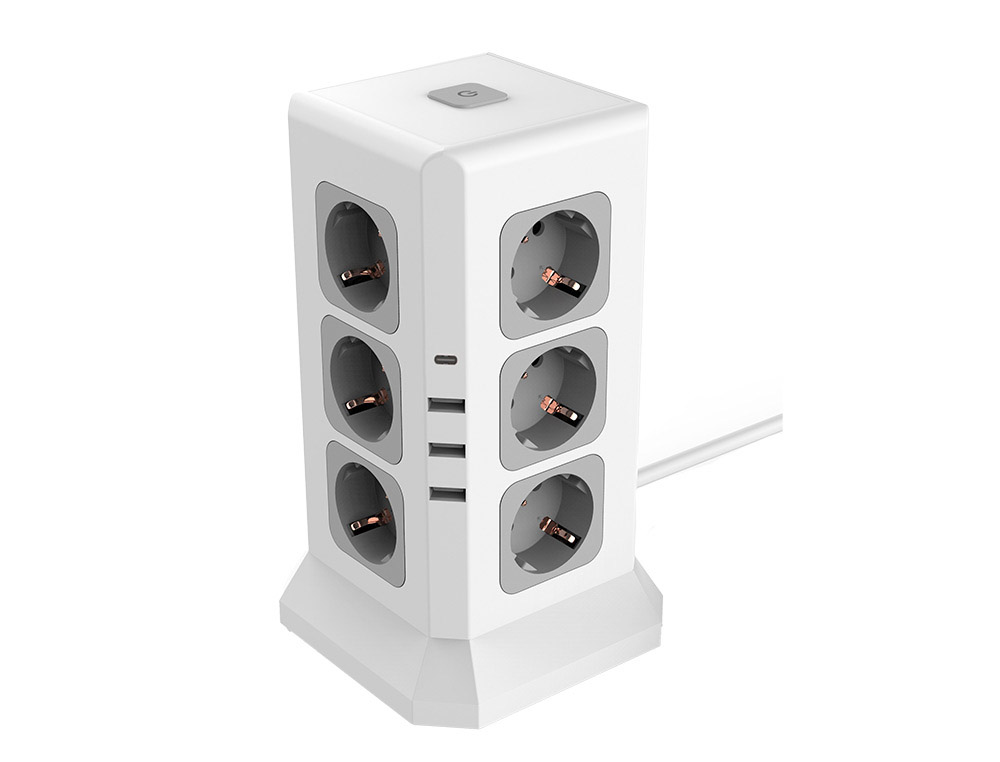 EXTENSAO Q-CONNECT MULTIPLE 16 EM 1 CABO 2 MT 12 TOMADAS DE CORRENTE+3 USB+1 USB TIPO C 120X120X210MM