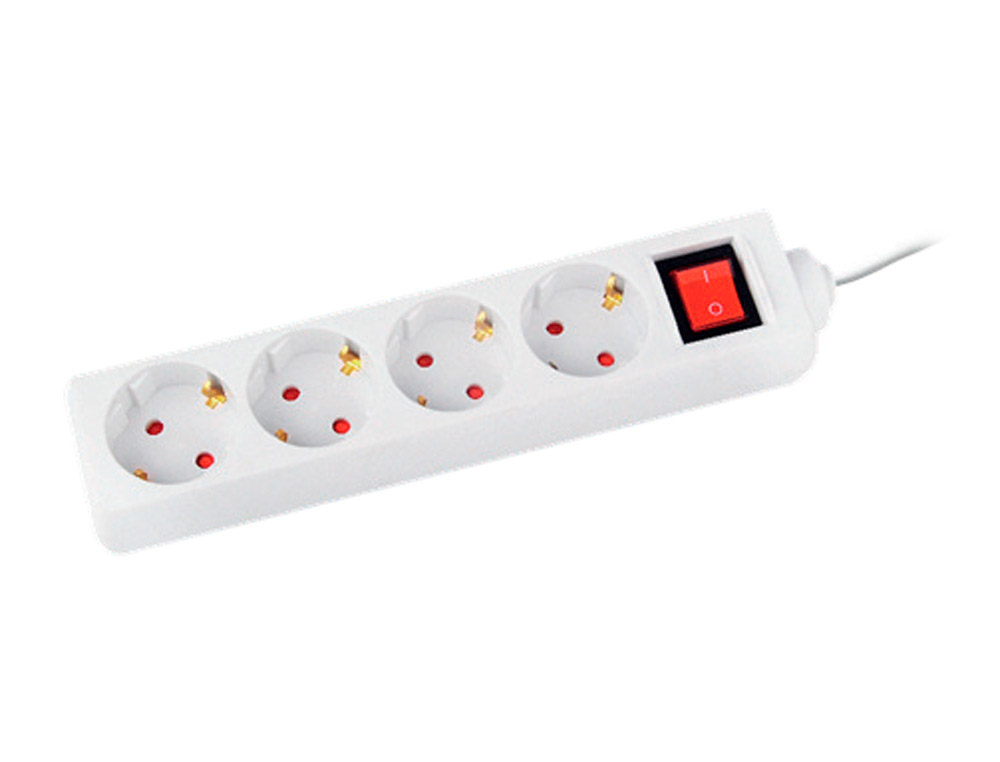 EXTENSAO Q-CONNECT 4 TOMADAS DE CORRENTE COM INTERRUPTOR COMPRIMENTO CABO 1,5 MT COR BRANCO