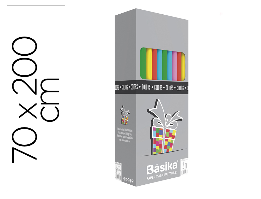 PAPEL FANTASIA BASIKA 10 CORES ROLO LARGURA 70 CM COMPRIMENTO 2 MT CORES SORTIDAS GRAMAGEM 60 GR