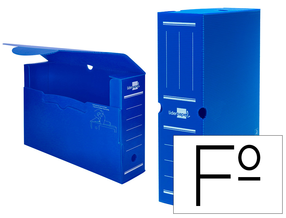 CAIXA PARA ARQUIVO MORTO LIDERPAPEL EM POLIPROPILENO AZUL FORMATO 360X260X100 MM