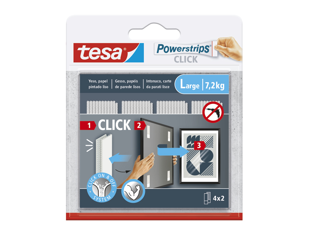 TIRA ADESIVA TESA POWERSTRIPS CLICK ATE 7,2 KG 4X2