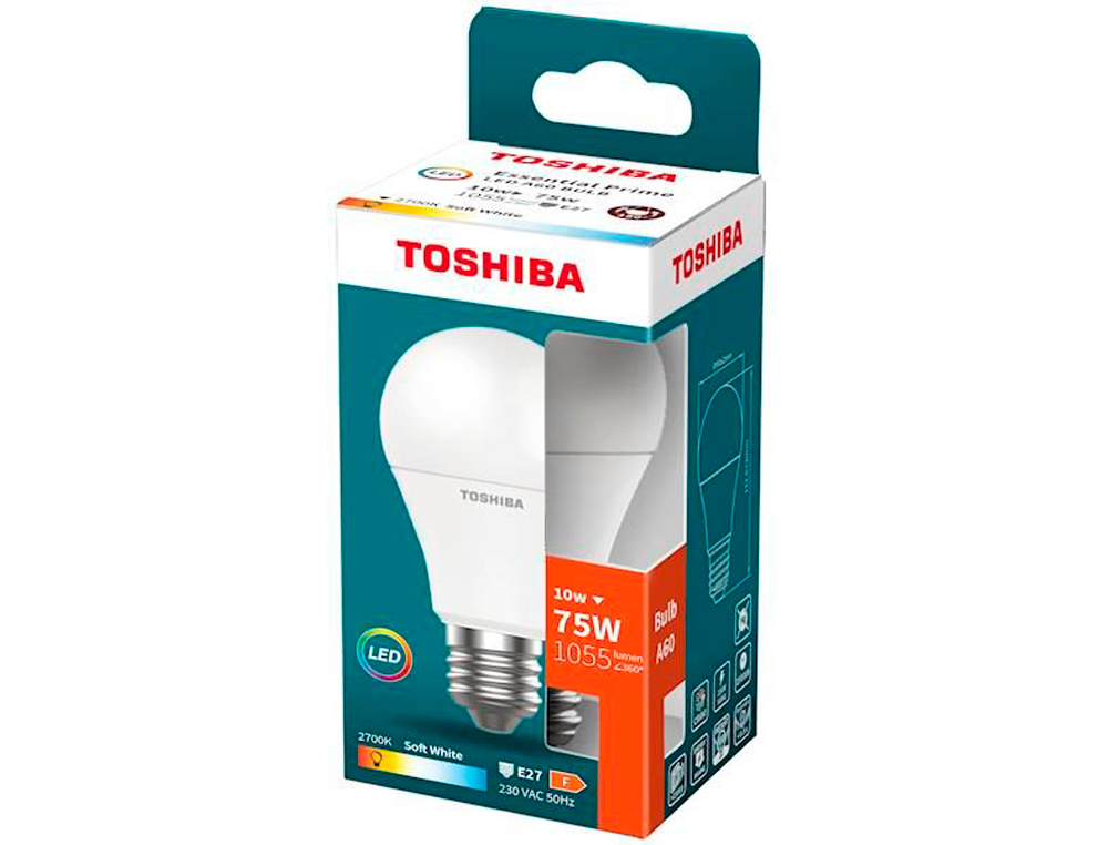LAMPADA LED TOSHIBA ESSENTIAL A60 E27 10W LUZ QUENTE 2700K