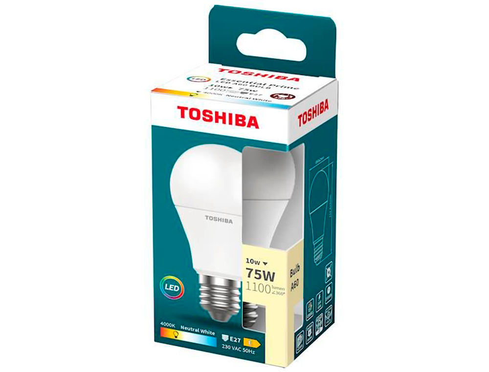 LAMPADA LED TOSHIBA ESSENTIAL A60 E27 10W LUZ NEUTRA 4000K