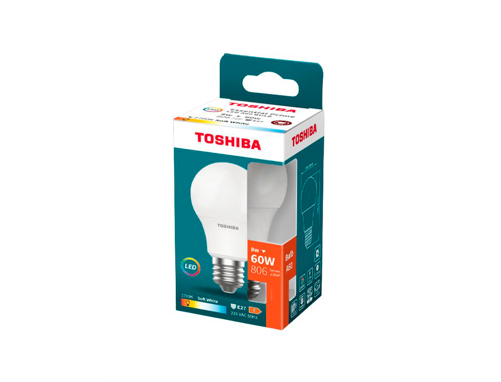 LAMPADA LED TOSHIBA ESSENTIAL A60 E27 8W LUZ QUENTE 2700K