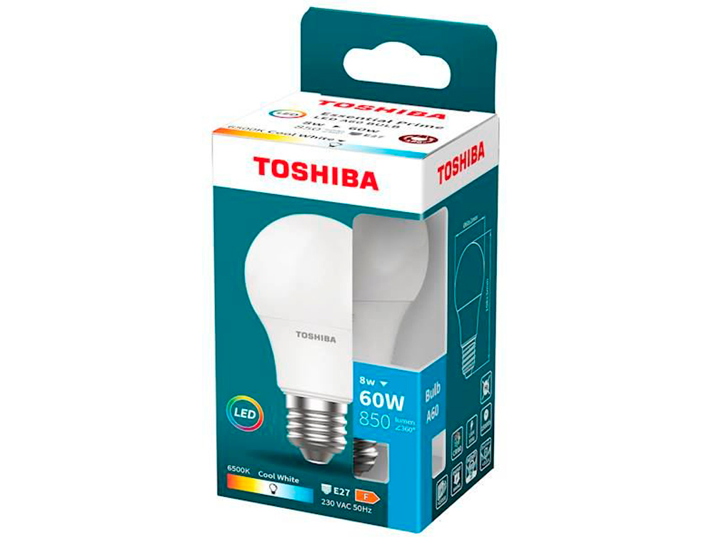 LAMPADA LED TOSHIBA ESSENTIAL A60 E27 8W LUZ FRIA 6500K