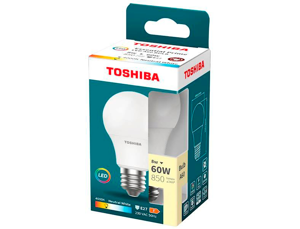 LAMPADA LED TOSHIBA ESSENTIAL A60 E27 8W LUZ NEUTRA 4000K