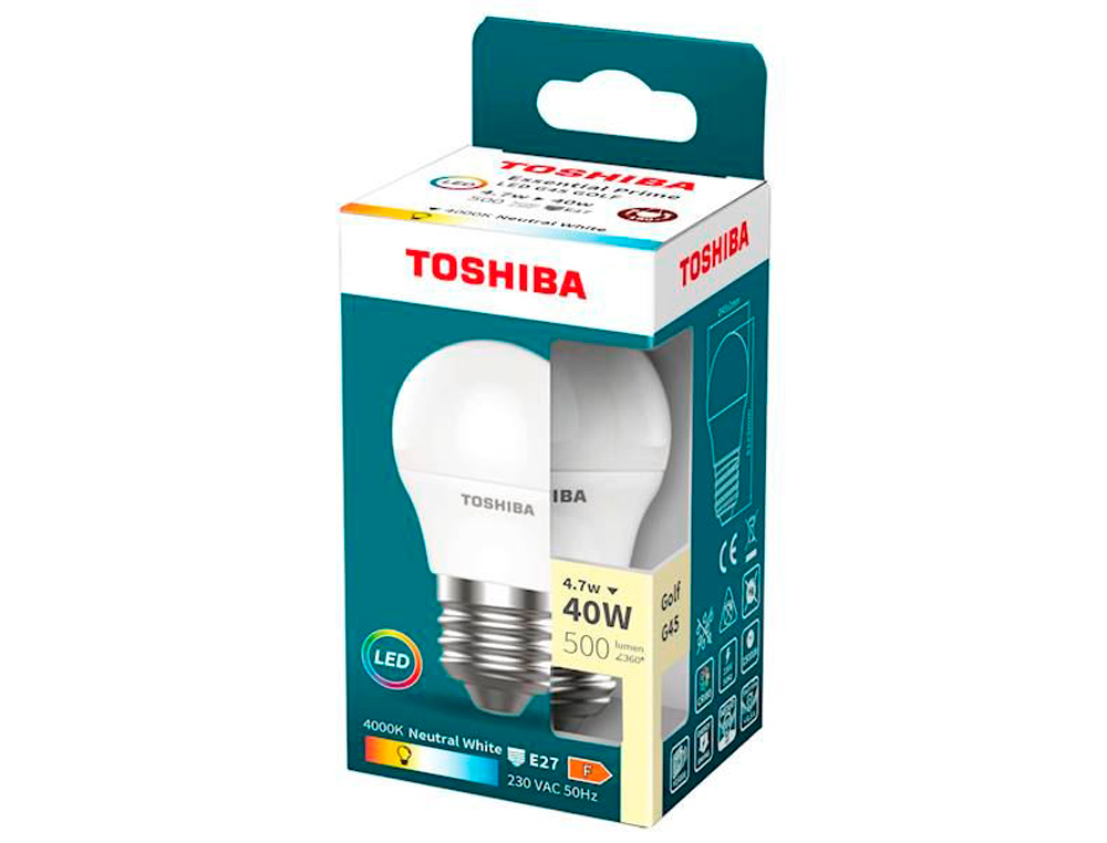 LAMPADA LED TOSHIBA ESSENTIAL G45 E27 4.7W LUZ NEUTRA 4000K