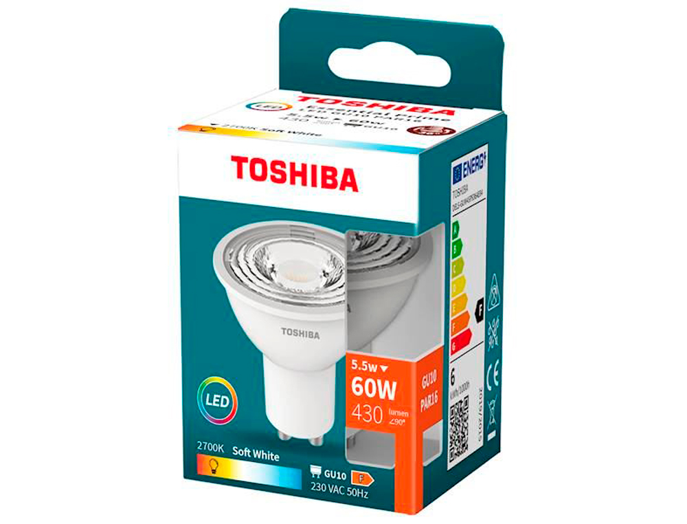 FOCO LED TOSHIBA ESSENTIAL GU10 5.5W LUZ QUENTE 2700K