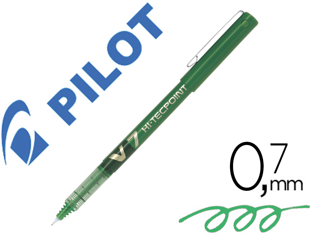 MARCADOR PILOT PONTA FINA V-7 VERDE 0.7 MM