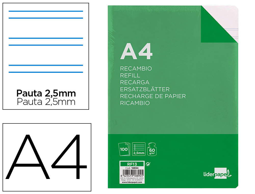 RECARGA LIDERPAPEL FOLIO 100 F 16TF-03 2 LINHAS PAUTA ESTREITA 16 FUROS
