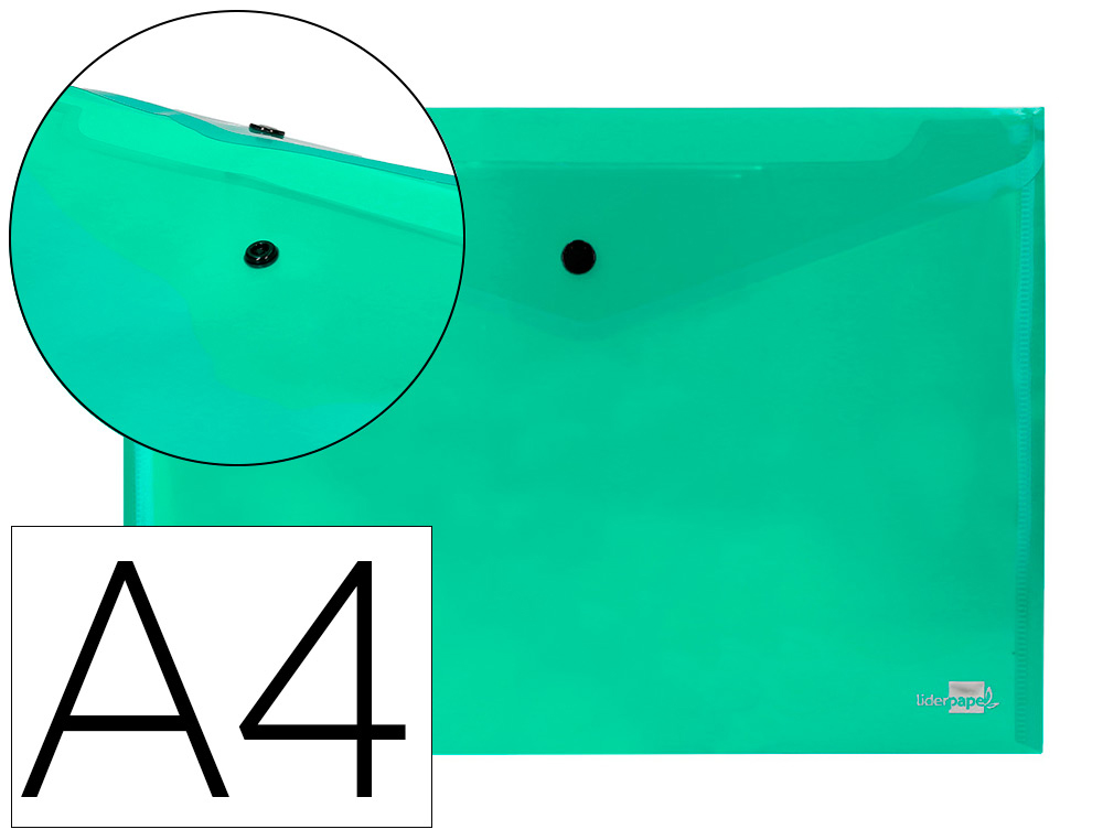 BOLSA PORTA DOCUMENTOS LIDERPAPEL COM MOLA DIN A4 VERDE