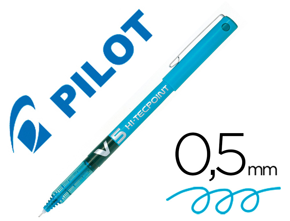 MARCADOR PILOT PONTA FINA V-5 AZUL CLARO 0.5 MM