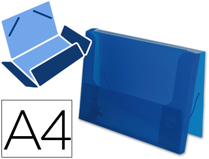 PASTA LIDERPAPEL PORTADOCUMENTOS COM ELASTICOS POLIPROPILENO DIN A4 AZUL TRANSLUCIDA LOMBADA 25 MM