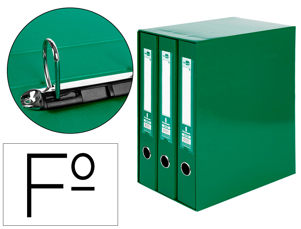 MODULO DE 3 PASTAS DE ARQUIVO LIDERPAPEL 2 ANEIS FOLIO LOMBADA 60 MM VERDE