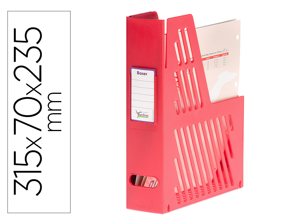 PORTA REVISTAS ARCHIVO 2000 DE PLASTICO COM IDENTIFICACAO, VERMELHO