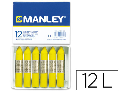 LAPIS DE CERA MANLEY 12 UNIDADES AMARELO LIMAO