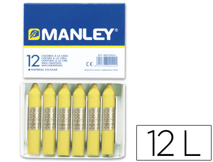 LAPIS DE CERA MANLEY 12 UNIDADES AMARELO CLARO