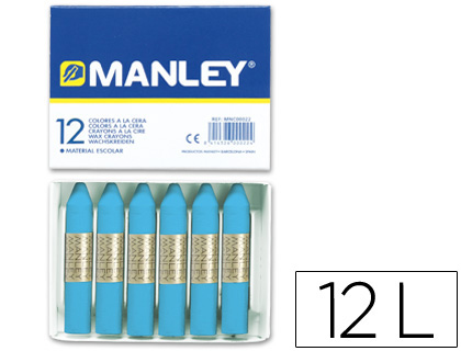 LAPIS DE CERA MANLEY 12 UNIDADES AZUL CELESTE