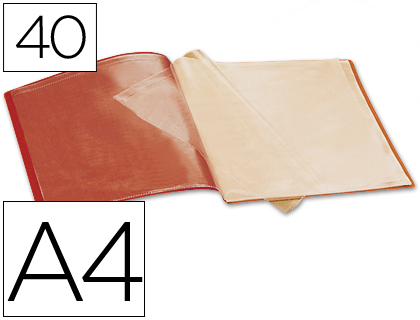 CAPA CATALOGO LIDERPAPEL 40 BOLSAS POLIPROPILENO DIN A4 VERMELHO OPACO