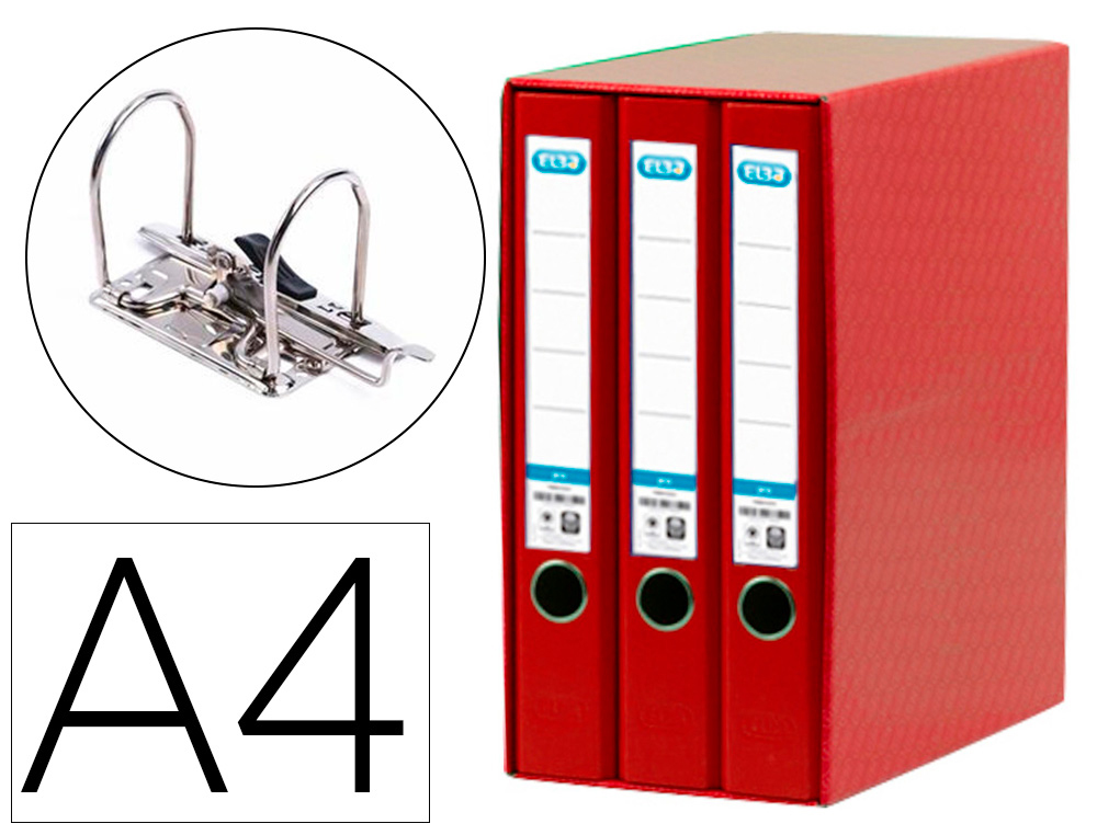 MODULO DE 3 PASTAS DE ARQUIVO ELBA DIN A4 LOMBADA 50 MM VERMELHA