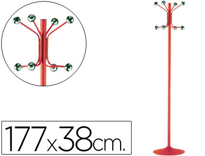 CABIDE COM PE SIE METALICO VERMELHO COM 8 SUPORTES 177 X 38 CM