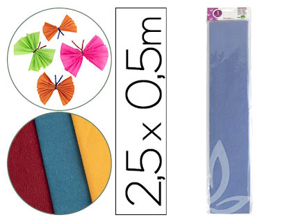 PAPEL CREPE EM CELOFANE LIDERPAPEL 50 CM X 2,5 M CELESTE CLASSICO