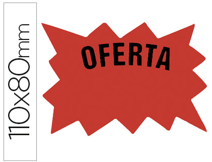 ETIQUETA CARTOLINA VERMELHA FLUO 110X80MM PARA MARCAR PRECOS PACK 50 UNIDADES
