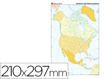 MAPA MUDO COLOR AMERICA NORTE -POLITICO