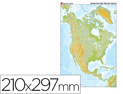 MAPA MUDO COLOR AMERICA NORTE -FISICO