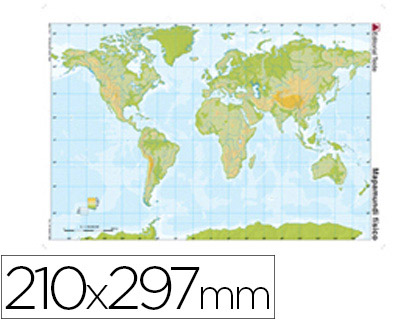 MAPA MUDO COLOR PLANISFERIO -FISICO