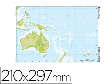 MAPA MUDO COLOR OCEANIA -FISICO