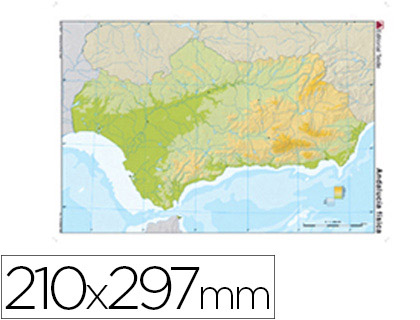 MAPA MUDO COLOR ANDALUCIA -FISICO