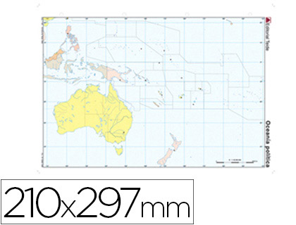 MAPA MUDO COLOR OCEANIA -POLITICO
