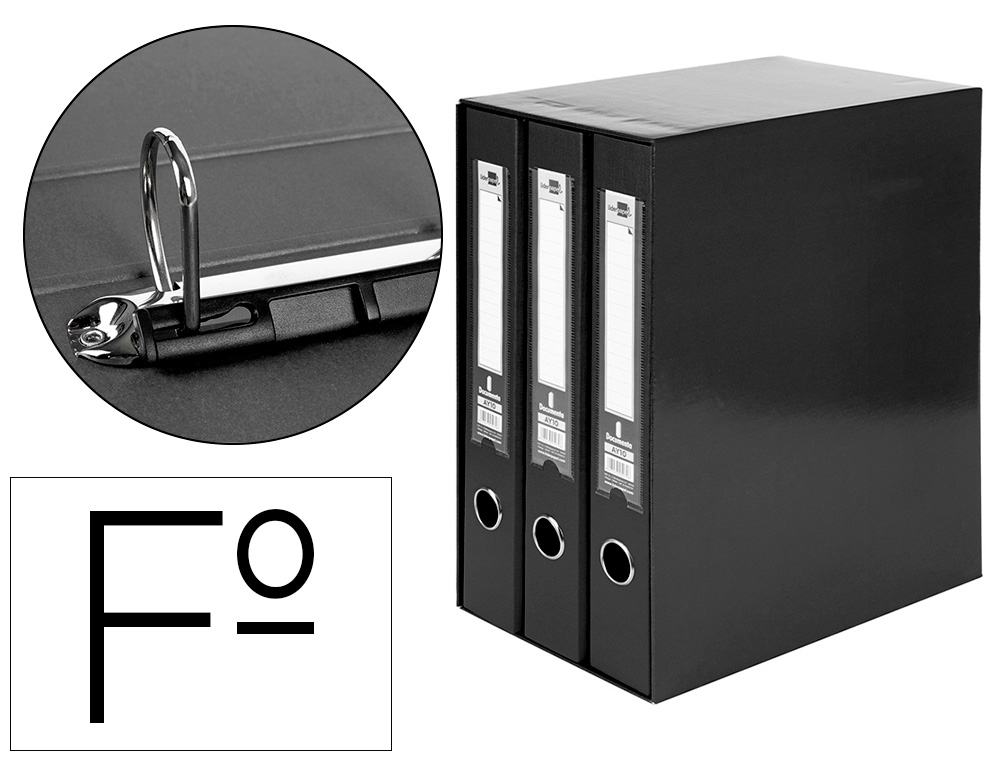 MODULO DE 3 PASTAS DE ARQUIVO LIDERPAPEL 2 ANEIS FOLIO LOMBADA 60 MM PRETO