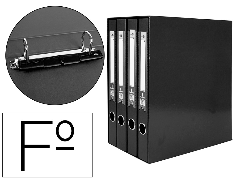 MODULO DE 4 PASTAS DE ARQUIVO LIDERPAPEL 2 ANEIS FOLIO LOMBADA 35 MM PRETO