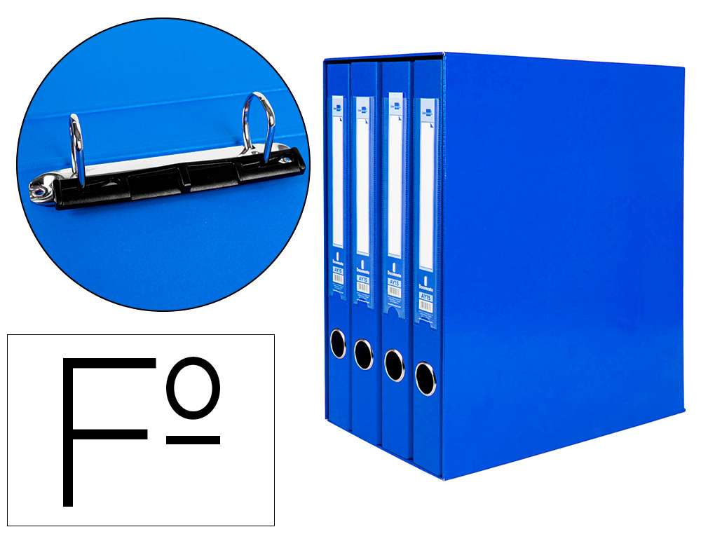 MODULO DE 4 PASTAS DE ARQUIVO LIDERPAPEL 2 ANEIS FOLIO LOMBADA 35 MM AZUL