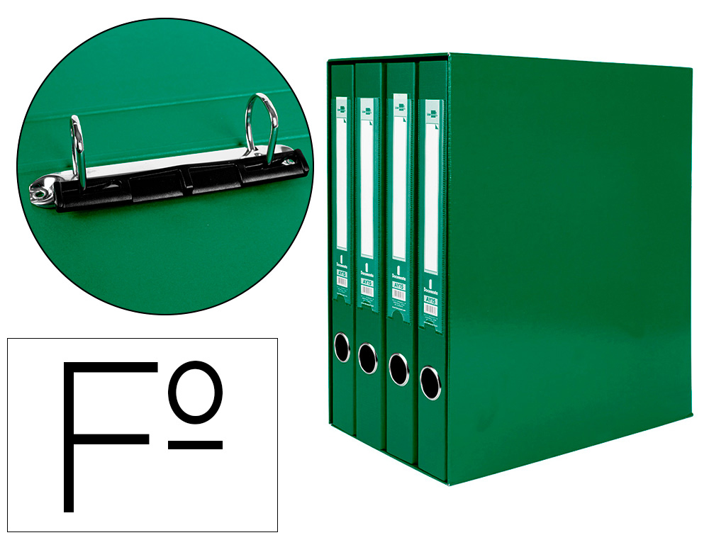 MODULO DE 4 PASTAS DE ARQUIVO LIDERPAPEL 2 ANEIS FOLIO LOMBADA 35 MM VERDE