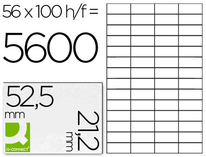 ETIQUETAS ADESIVAS Q-CONNECT DIN A4 52,5 X 21,2 MM