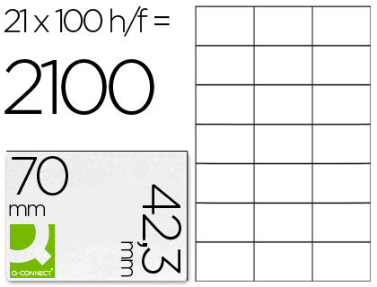 ETIQUETAS ADESIVAS Q-CONNECT DIN A4 70 X 42,3 MM