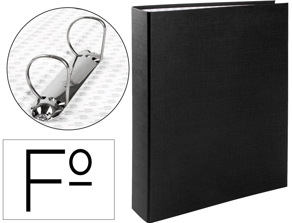 CAPA LIDERPAPEL 2 ANEIS 40 MM CARTAO FORRADO PAPER FOLIO PRETA