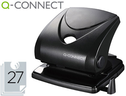 FURADOR Q-CONNECT PRETO CAPACIDADE 27 FOLHAS