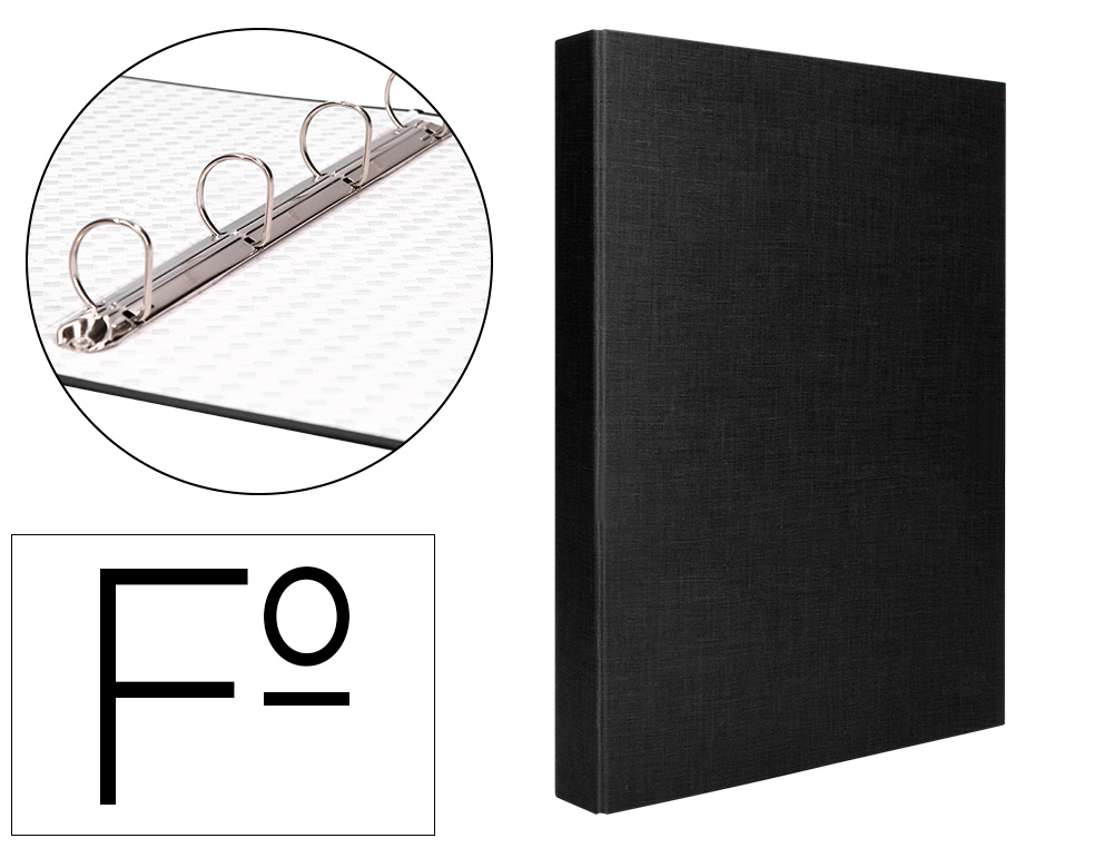CAPA LIDERPAPEL PAPER COAT 4 ANEIS 25 MM FORRO PVC FOLIO PRETO