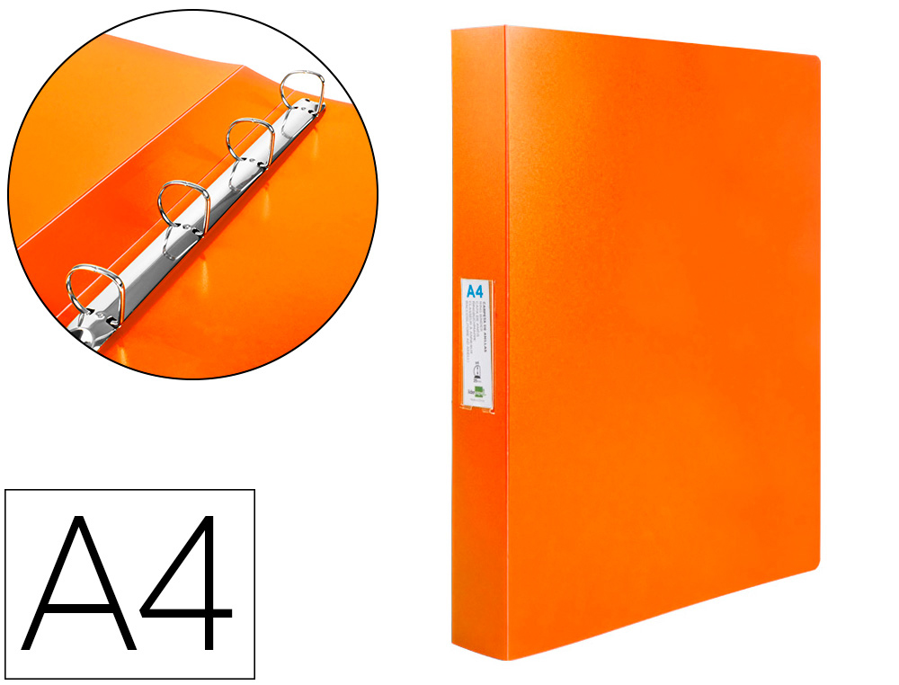 PASTA LIDERPAPEL 4 ANEIS 25 MM MISTOS POLIPROPILENO DIN A4 LARANJA SERIE FROSTY