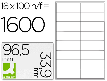 ETIQUETAS ADESIVAS Q-CONNECT DIN A4 96,5 X 33,9 MM